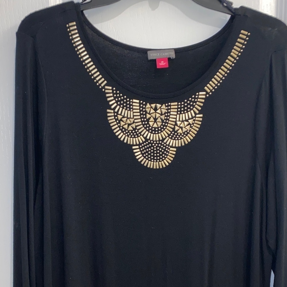 Vince Camuto Black Dress with Gold Accents